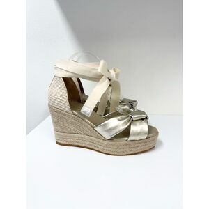 Cole Haan Womens Cloudfeel Gold Hampton Sandals Espadrille Wedge Ankle Strap 8.5